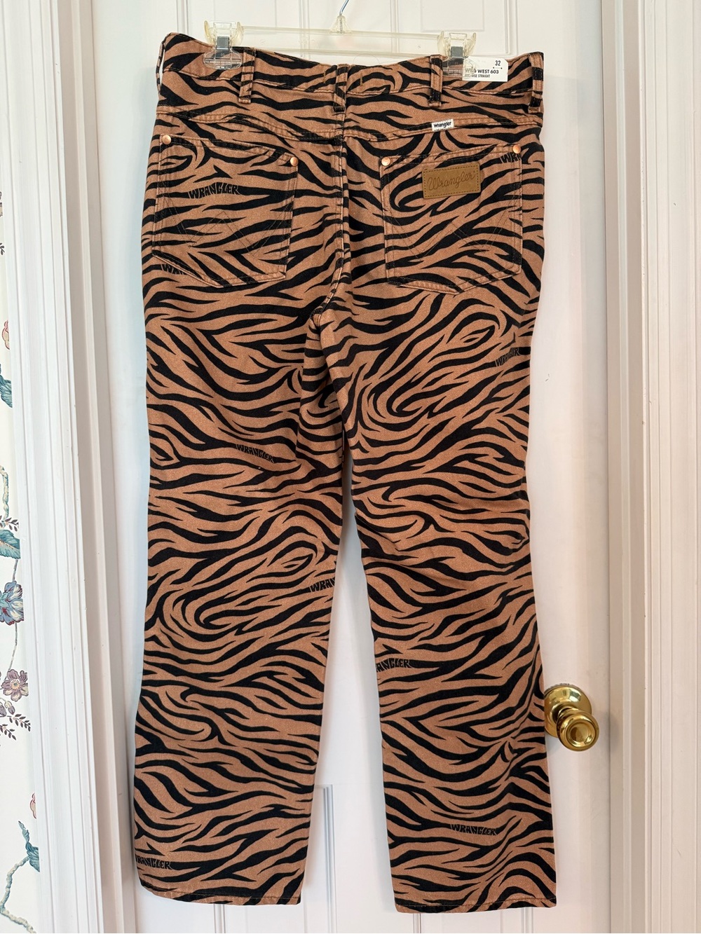 Wrangler Women's Straight Leg Jeans in Tan and Black & Tan Print - Picture 2 of 5